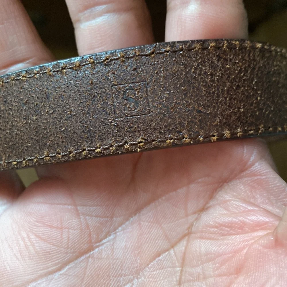 Fossil Brown Leather Belt with Silver buckle and medallions Size - Small